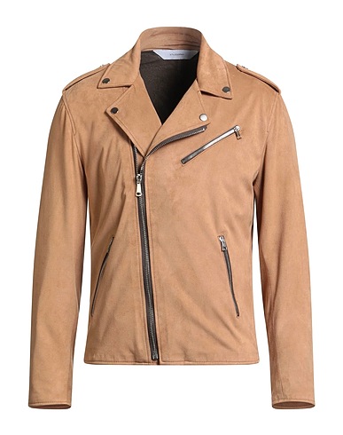 STILOSOPHY Biker jacket Camel 90% Polyester, 10% Elastane