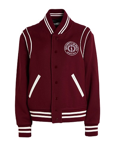 SPORTY & RICH Bomber Burgundy 83% Virgin Wool, 17% Polyamide, Acrylic, Lambskin