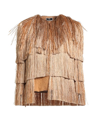 ELISABETTA FRANCHI Jacket Camel 75% Cotton, 23% Viscose, 2% Polyamide