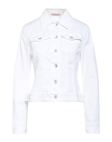 JACOB COHЁN Denim jacket White 98% Cotton, 2% Elastane
