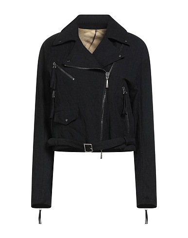 MASNADA Biker jacket Black 60% Cotton, 35% Wool, 5% Metallic fiber