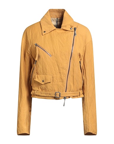 MASNADA Biker jacket Mustard 60% Cotton, 35% Wool, 5% Metallic fiber