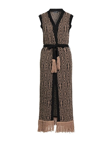 ELISABETTA FRANCHI Full-length jacket Black 40% Cotton, 37% Viscose, 11% Polyester, 9% Metallic fiber, 3% Other Fibres