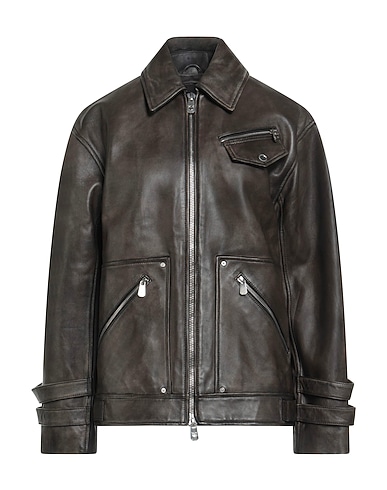 PINKO Biker jacket Black 100% Sheepskin
