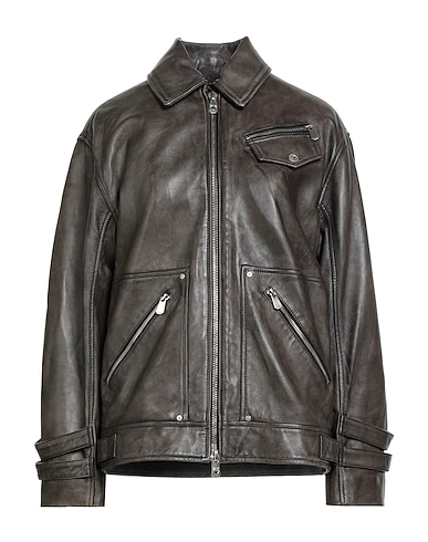 PINKO Biker jacket Dark brown 100% Sheepskin