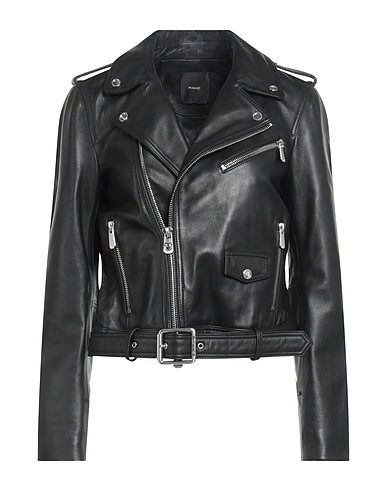 PINKO Giacca biker Nero Pelle di pecora