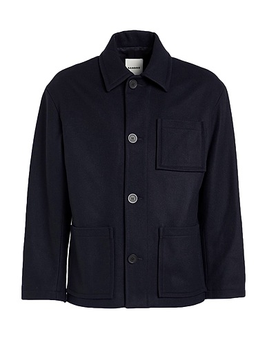 SANDRO Coat Midnight blue 74% Wool, 22% Polyamide, 4% Cashmere