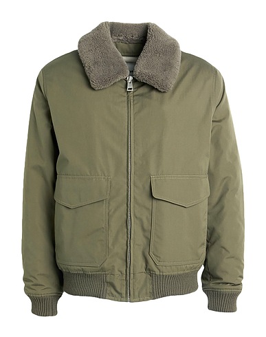 SANDRO Jacket Military green 49% Acrylic, 45% Wool, 5% Polyamide, 1% Elastane