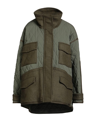 PINKO Shell jacket Military green 62% Cotton, 35% Nylon, 3% Elastane, Wool, Polyester