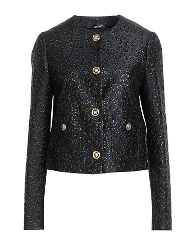 VERSACE Jacket Black 43% Polyester, 21% Metallic Polyester, 20% Silk, 16% Polyamide