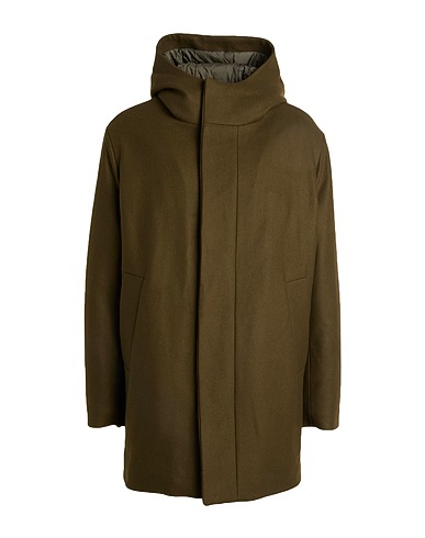 SANDRO Coat Military green 70% Wool, 20% Polyamide, 10% Cashmere