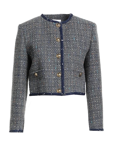 SANDRO Jacket Grey 70% Polyester, 14% Wool, 6% Cotton, 6% Viscose, 4% Other Fibres