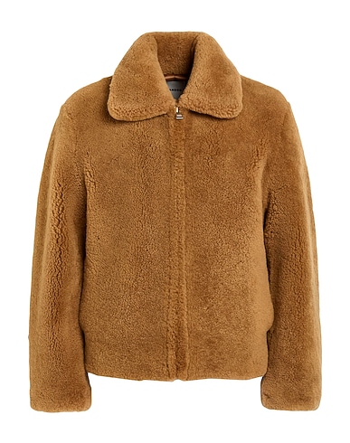 SANDRO Teddy Coat Camel 100% Shearling