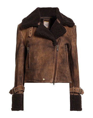 D'AMICO Biker jacket Brown 100% Leather