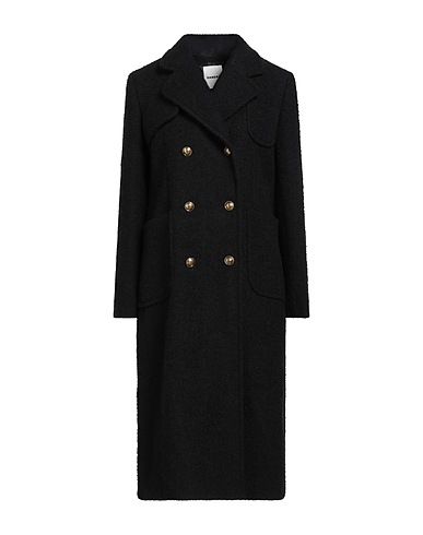 SANDRO Coat Black 34% Cotton, 27% Synthetic fibers, 25% Wool, 7% Alpaca wool, 7% Polyamide