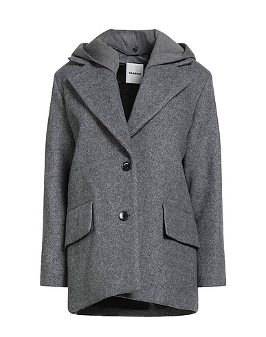 SANDRO Coat Grey 69% Wool, 28% Polyamide, 2% Polyester, 1% Acrylic