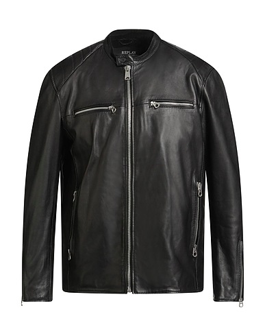 REPLAY Biker jacket Black 100% Lambskin
