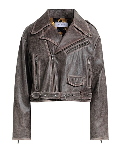 BULLY Biker jacket Dark brown 100% Leather