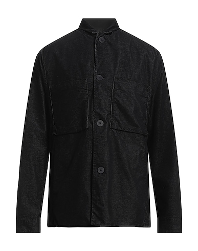 TRANSIT Solid color shirt Black 68% Cotton, 30% Polyester, 2% Elastane