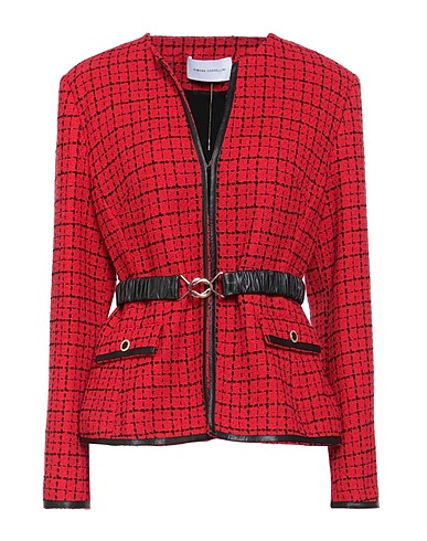 SIMONA CORSELLINI Jacket Red 59% Cotton, 28% Polyester, 5% Polyamide, 5% Synthetic fibers, 3% Other Fibres