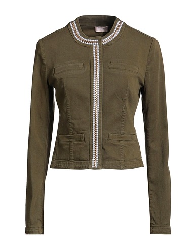 LIU •JO Denim jacket Military green 98% Cotton, 2% Elastane