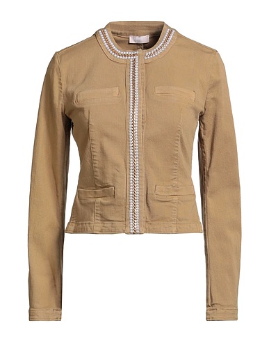 LIU •JO Denim jacket Beige 98% Cotton, 2% Elastane