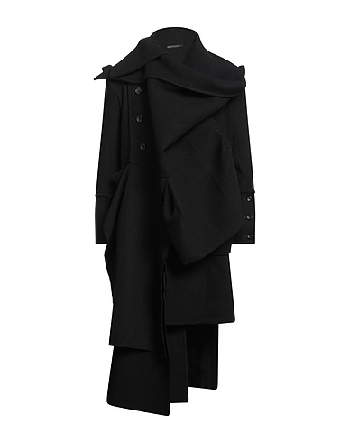 YOHJI YAMAMOTO Coat COLLECTIONS Black 70% Wool, 20% Polyester, 5% Acrylic, 5% Nylon