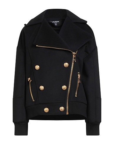 BALMAIN Biker jacket Black 100% Virgin Wool