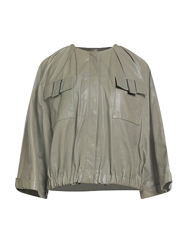 BRUNELLO CUCINELLI Jacket Sage green 100% Leather, Ecobrass