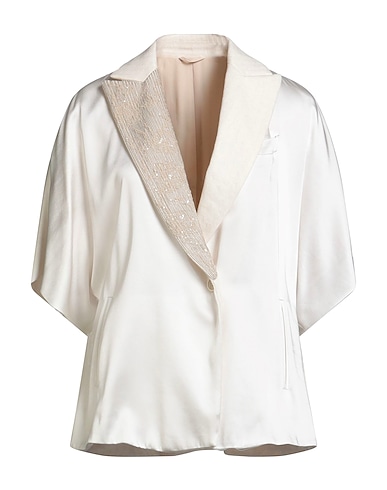 BRUNELLO CUCINELLI Blazer Ivory 60% Acetate, 40% Viscose, Polyester, Cotton, Linen