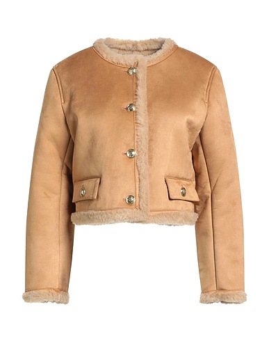 SANDRO Teddy Coat Camel 100% Polyester