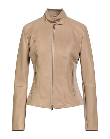 STREET LEATHERS Biker Χρώμα της άμμου 100% Δέρμα, Βισκόζη, Νάιλον, Ελαστάνη