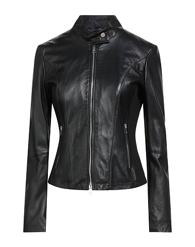 STREET LEATHERS Biker jacket Black 100% Leather, Viscose, Nylon, Elastane