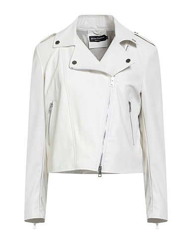STREET LEATHERS Biker jacket White 50% Polyurethane, 50% Viscose