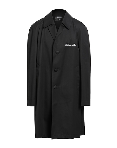 BALMAIN Full-length jacket Black 59% Polyester, 28% Cotton, 13% Polyurethane