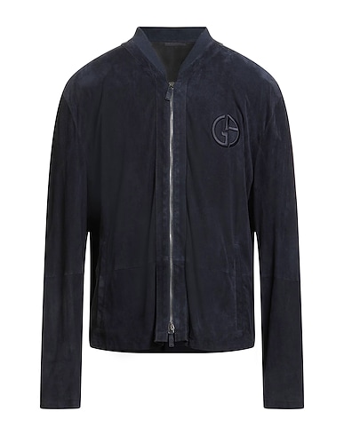 GIORGIO ARMANI Giubbotto Blu navy 100% Pelle di agnello, Cotone, Cachemire, Poliestere