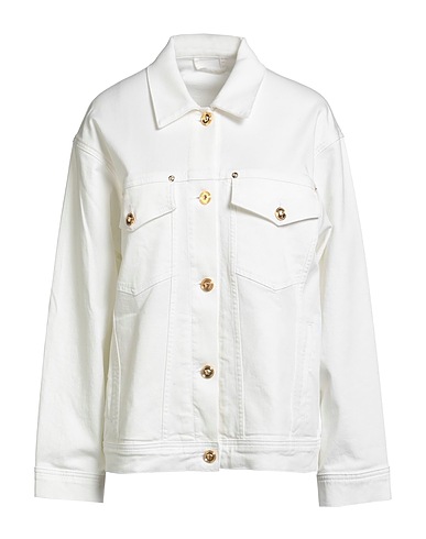 VERSACE Jacke Weiß 98% Baumwolle, 2% Elastan, Kalbsleder