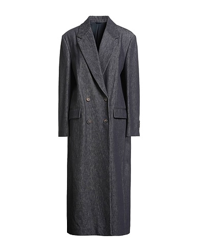 BRUNELLO CUCINELLI Coat Blue 100% Cotton, Brass