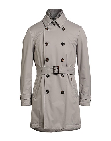 MOORER Double breasted pea coat Grey 84% Polyester, 16% Polyurethane