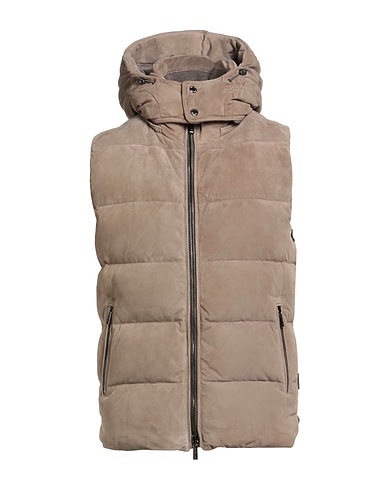 MOORER Gilet Taupe 100% Leather, Virgin Wool, Cashmere