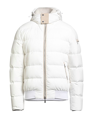 MOORER Shell jacket White 100% Polyester, Cotton, Lambskin, Wool, Elastane