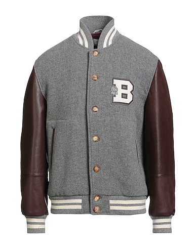 BRUNELLO CUCINELLI Bomber Grey 100% Virgin Wool, Leather