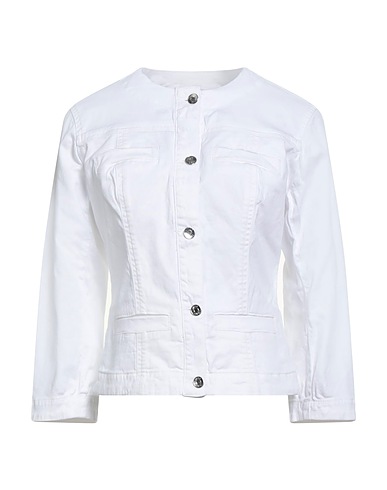 LIU •JO Denim jacket White 98% Cotton, 2% Elastane