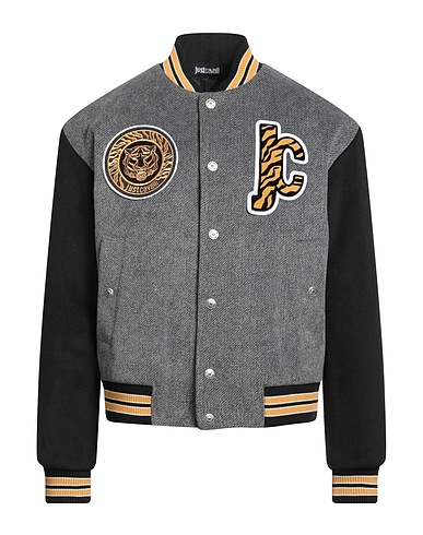 JUST CAVALLI Jacket Grey 100% Polyester, Polyamide, Elastane