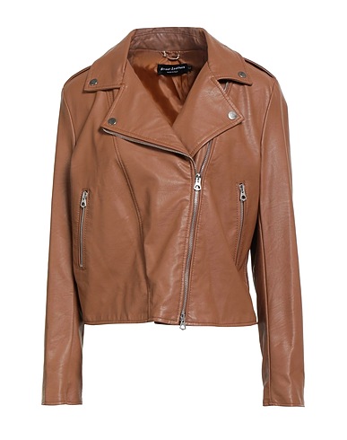 STREET LEATHERS Biker jacket Camel 50% Polyurethane, 50% Viscose
