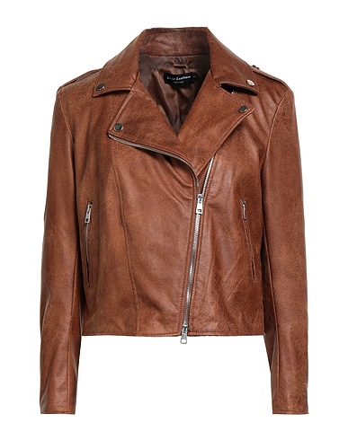STREET LEATHERS Biker jacket Tan 50% Polyester, 50% Polyurethane