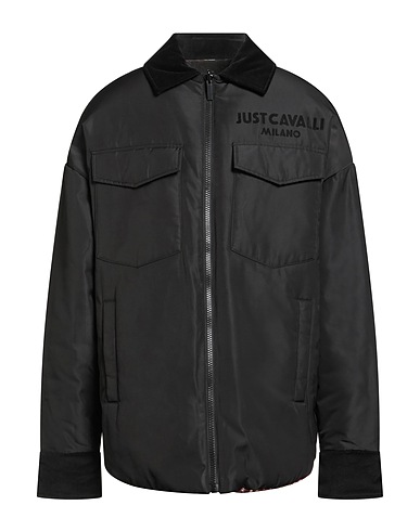JUST CAVALLI Jacket Black 100% Polyester, Cotton, Elastane