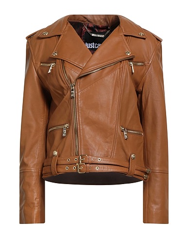 JUST CAVALLI Giacca biker Cammello Pelle di pecora