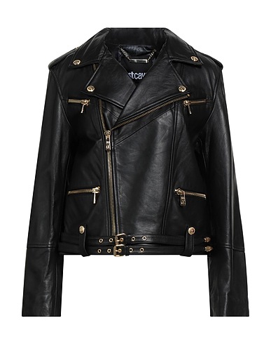 JUST CAVALLI Bikerjacke Schwarz Schafleder
