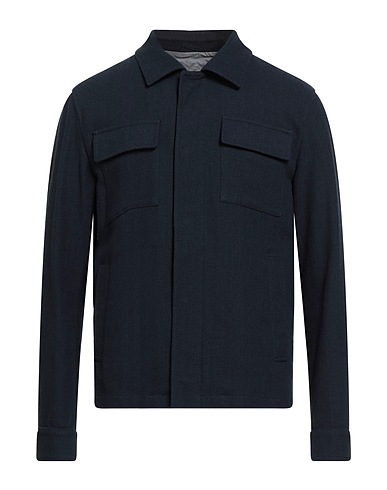 HERNO Einfarbiges Hemd Marineblau 50% Baumwolle, 24% Polyester, 18% Leinen, 7% Viskose, 1% Andere Fasern